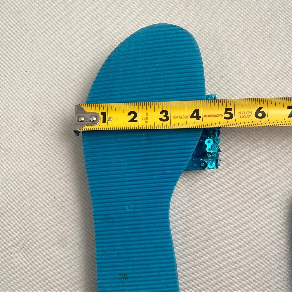 Colin Stuart turquoise bling jeweled flip flops 9/10 - Picture 6 of 6